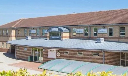 The Brunts Academy school building and courtyard
