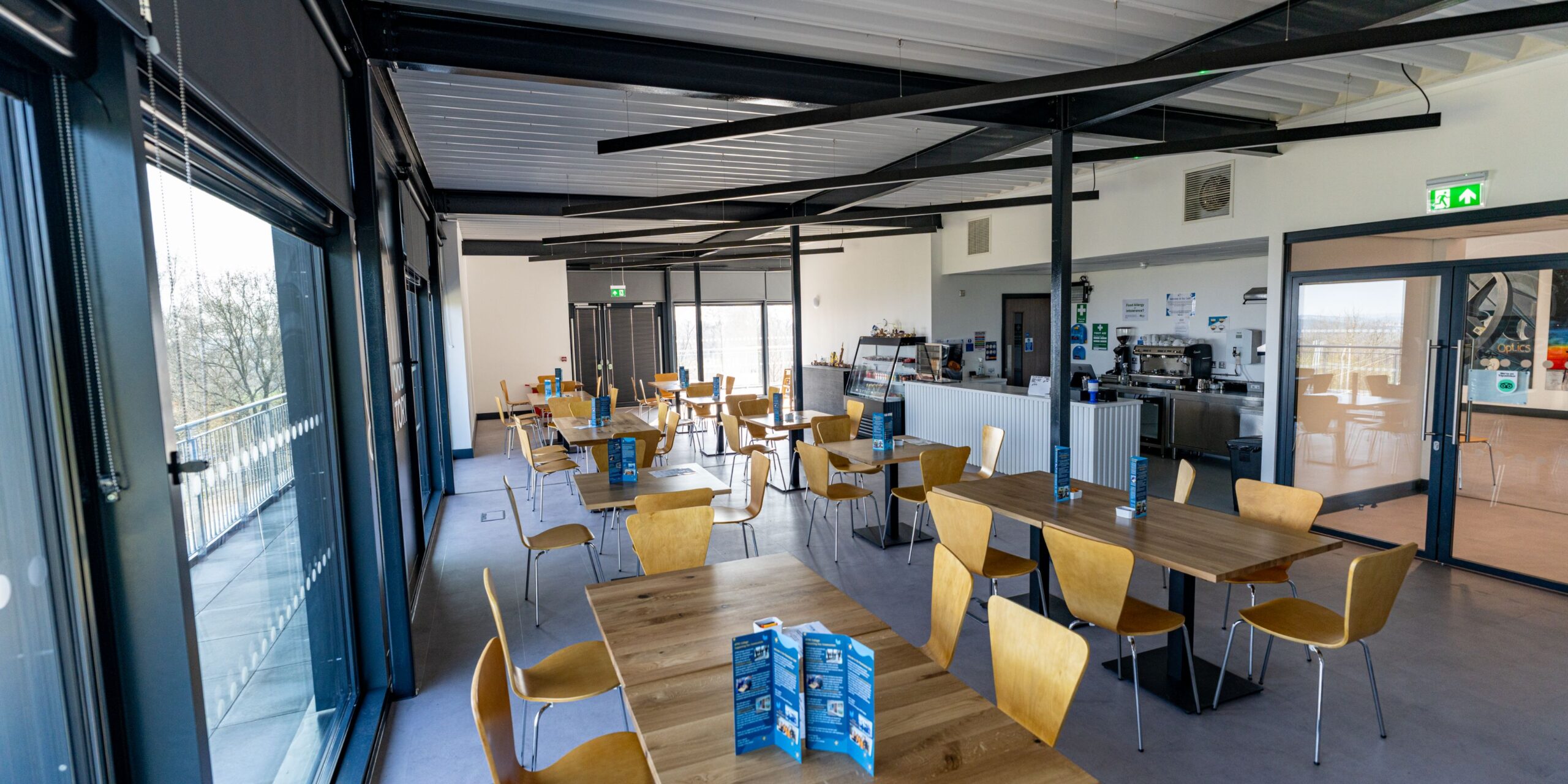 The cafe and visitor seating area inside Sherwood Observatory