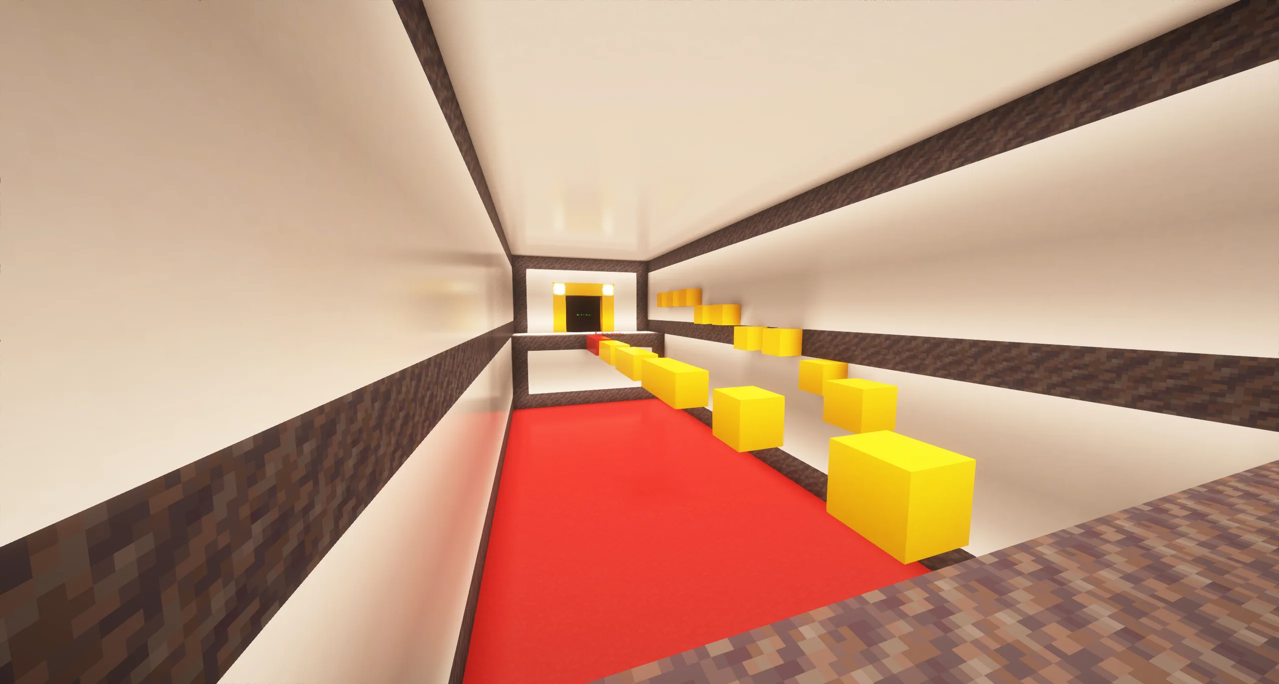 A Splat parkour course with yellow platforms above a red floor